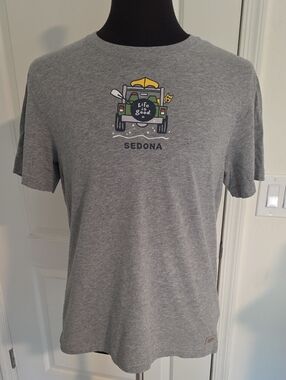 Life Is Good Gray Sedona Jeep Graphic Tee
